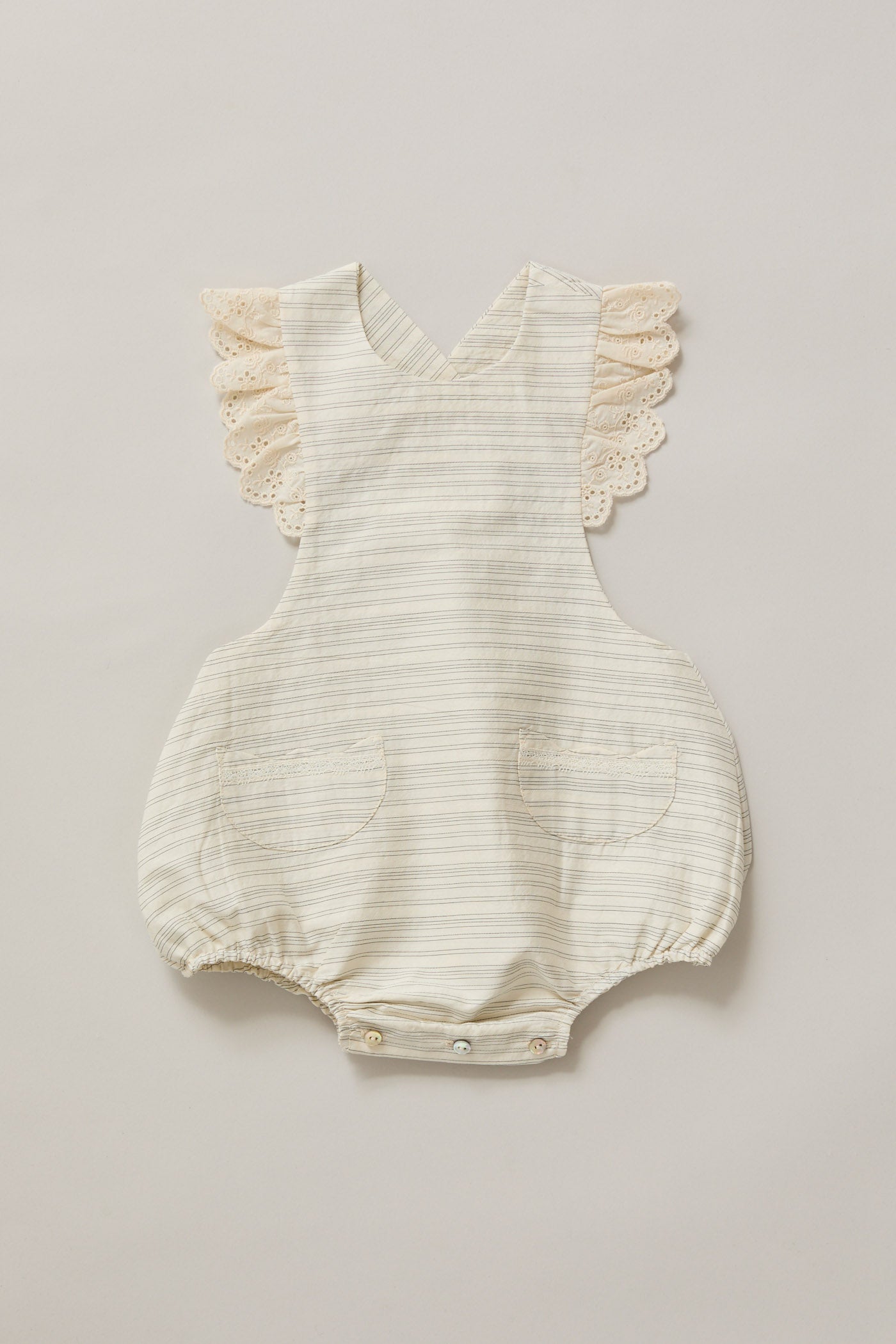 Lace Pinafore in Black & Cream Stripes
