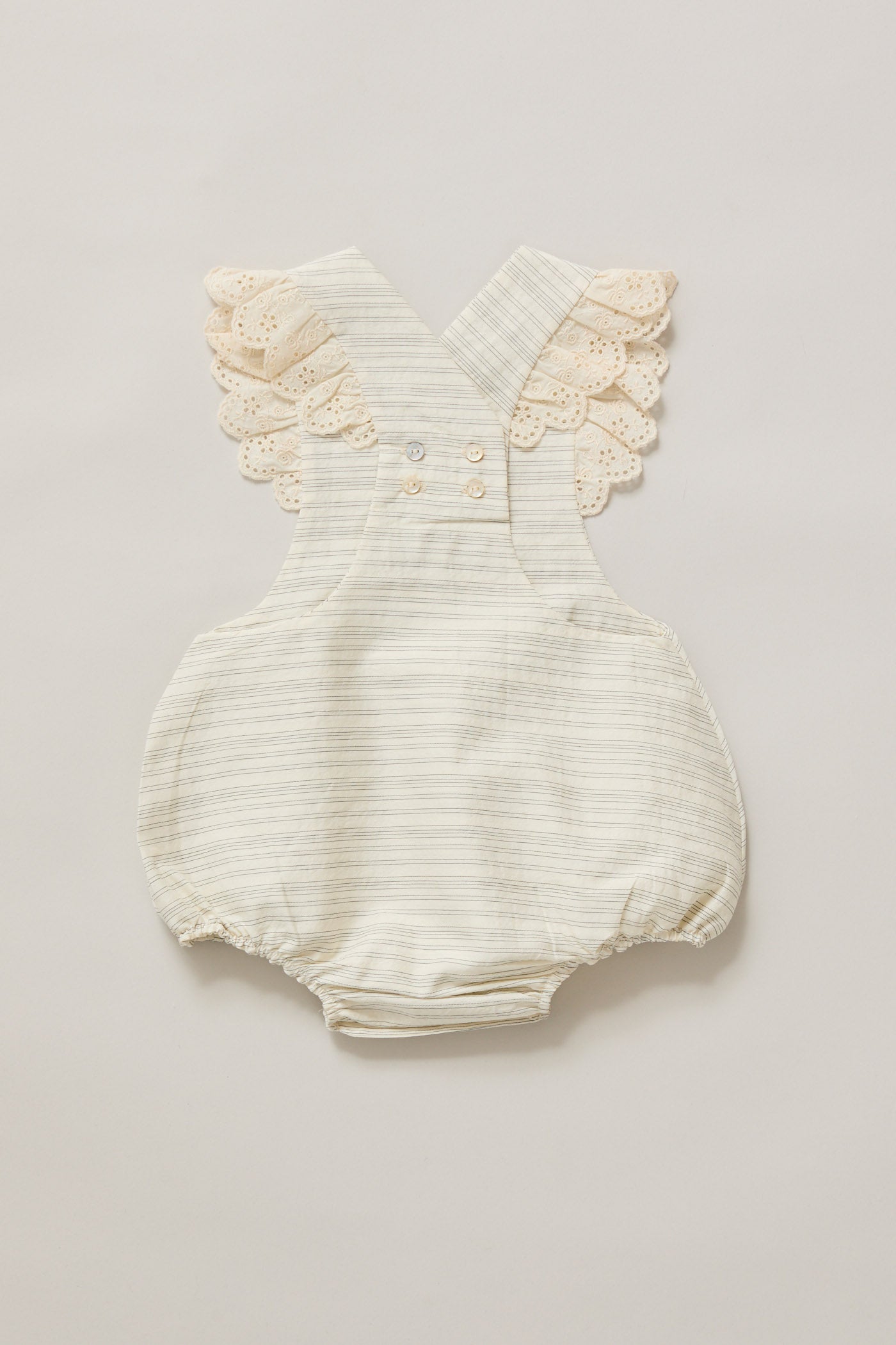 Lace Pinafore in Black & Cream Stripes