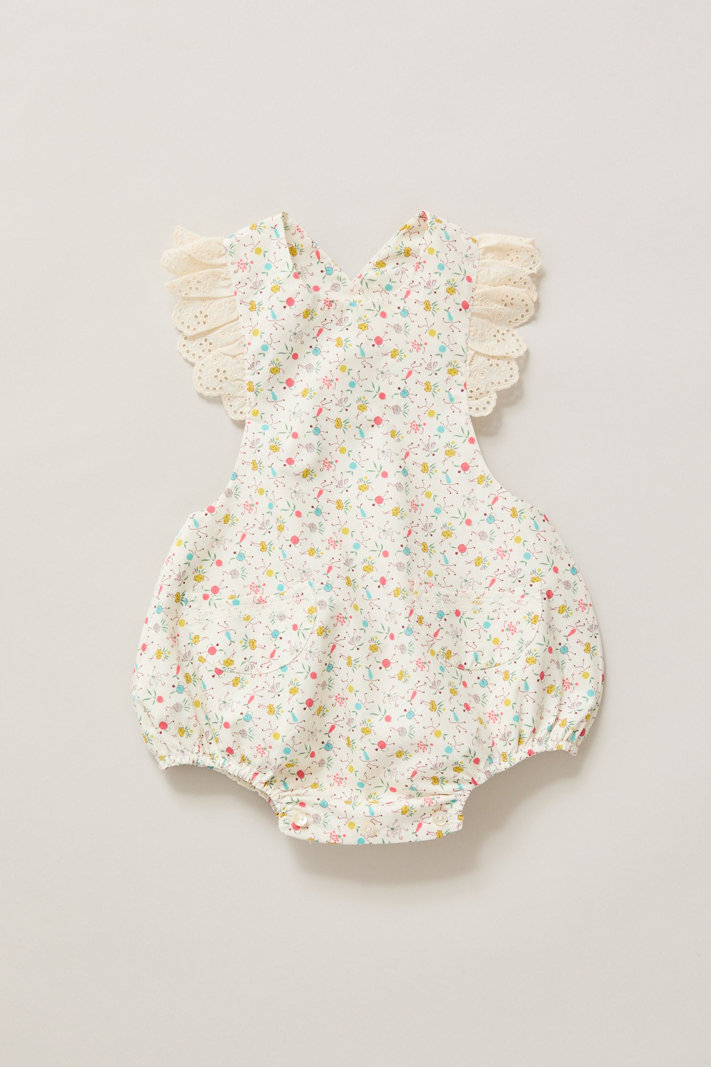 Baby Lace Pinafore in Happy Print
