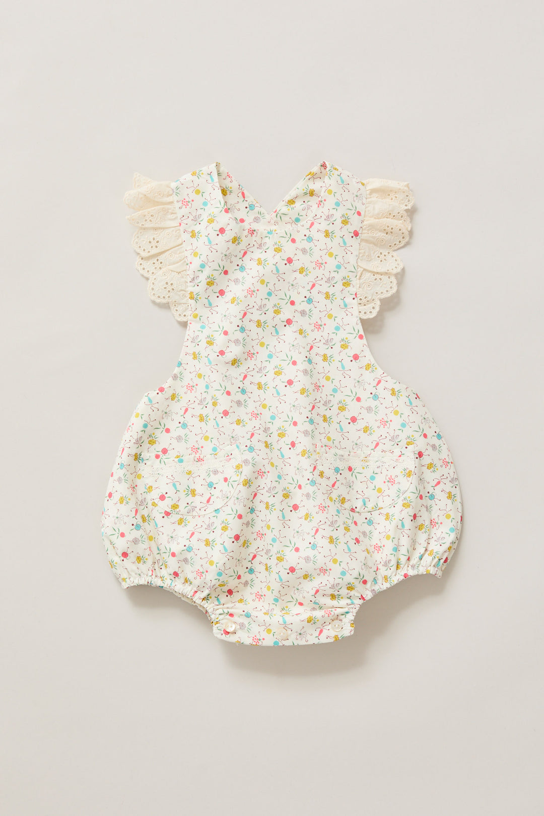 Baby Lace Pinafore in Happy Print