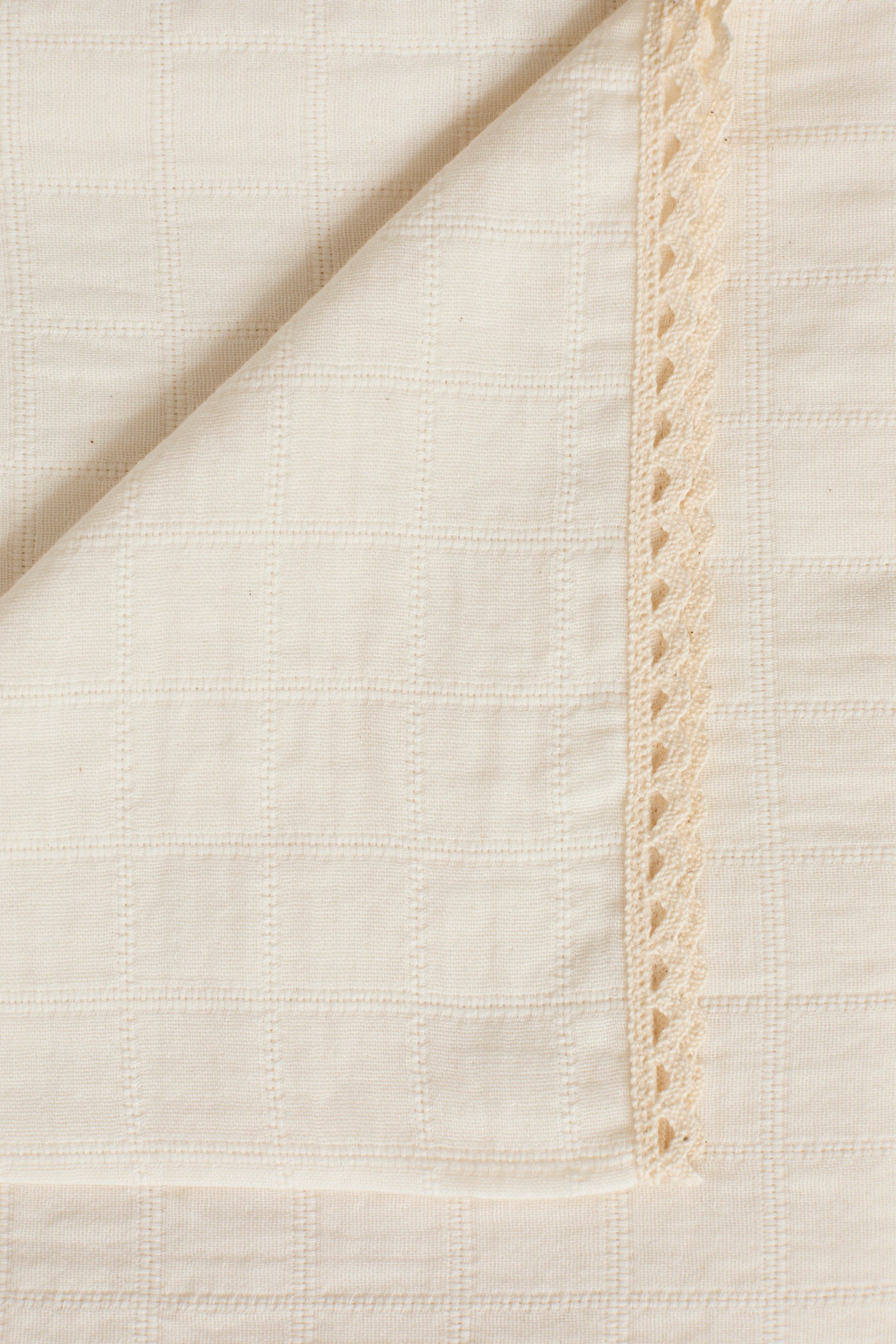 Dreams Swaddle in Cream Cotton Square Jacquard