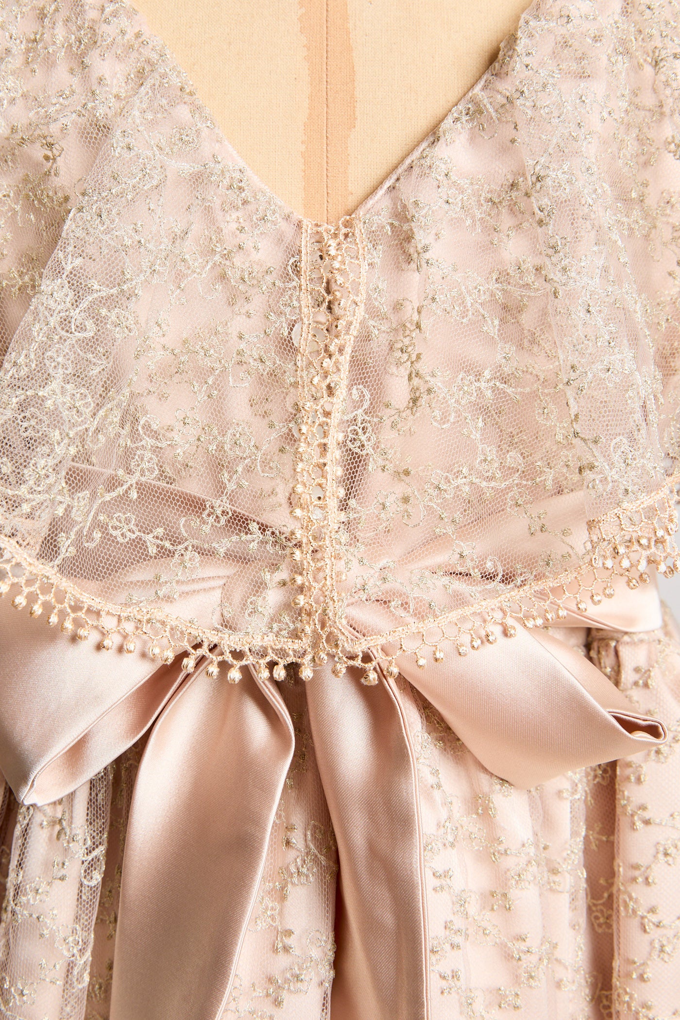cream and gold lace dress Deep V-Neck Off-Shoulder Straps Beaded Sweep Train Mermaid Prom Dress –  Laxag main image 1