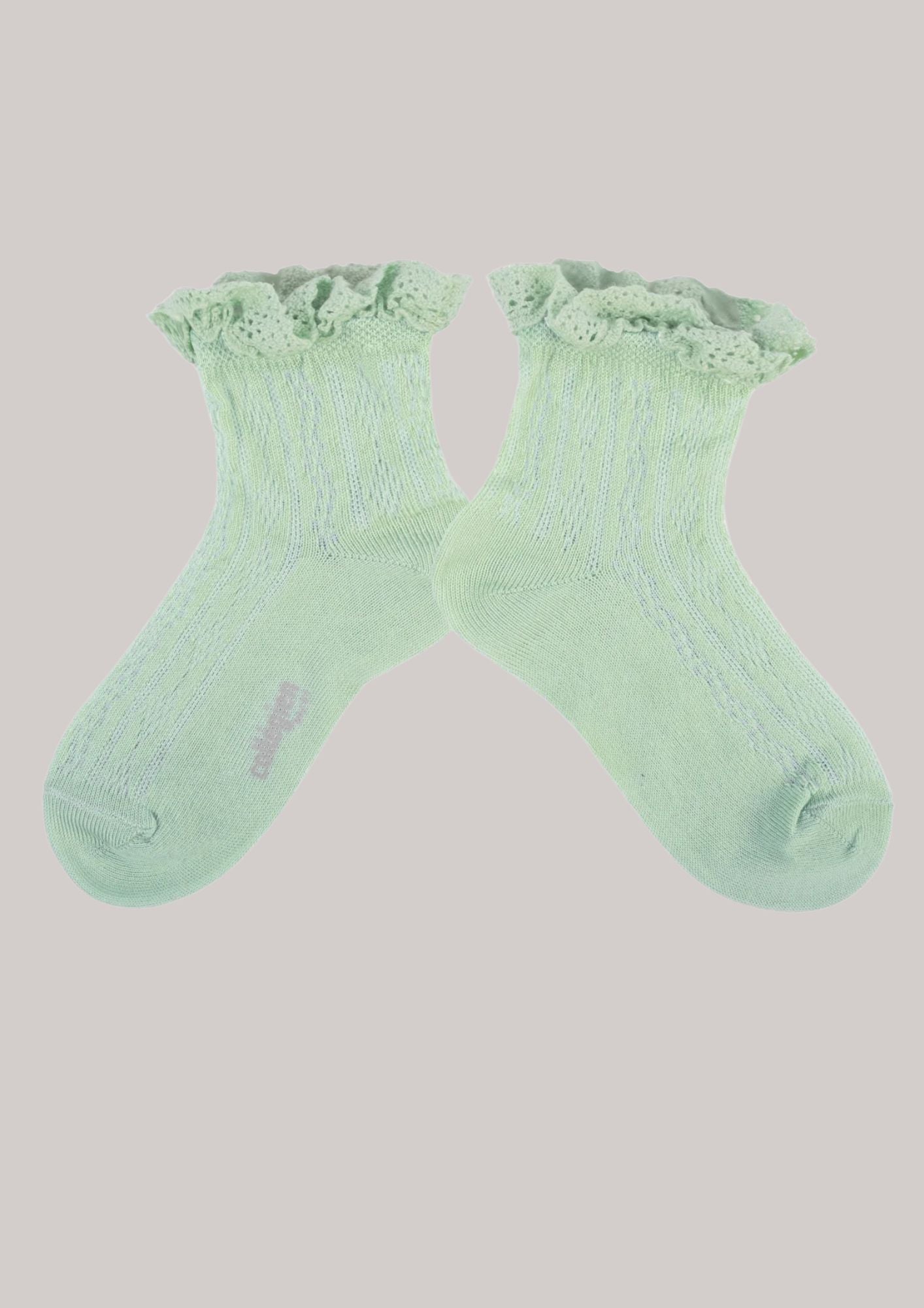 Collégien X Strawberries & Cream  - Annette Verveine Ankle Socks with Lace