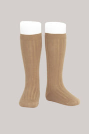 Cóndor Basic Rib Knee High Socks-Camel