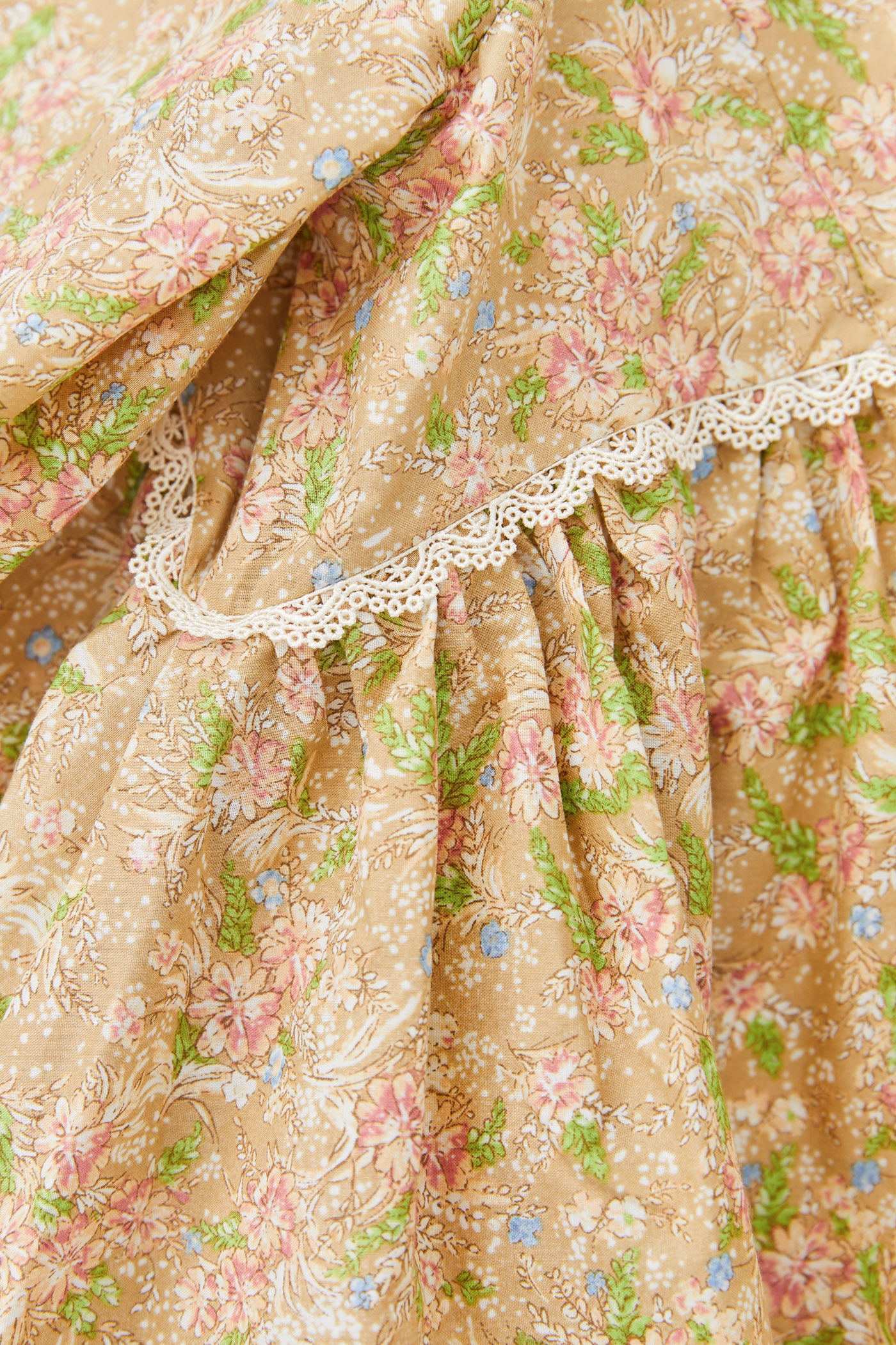 Sweet Dress In The Beige Floral Print - Designed by Ingrid Lewis - Strawberries & Cream
