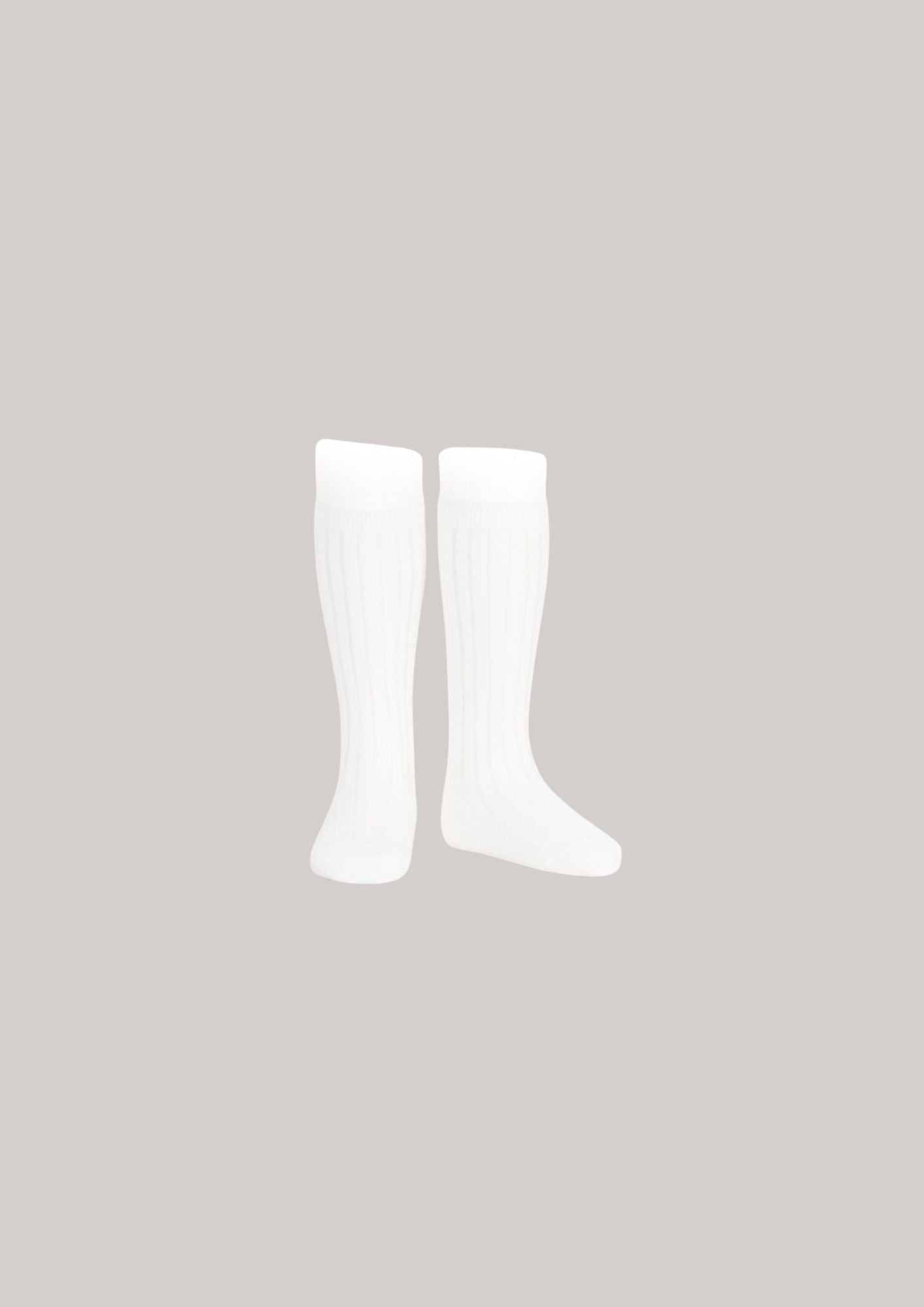 Cóndor Basic Ribbed Knee High Socks-Blanco