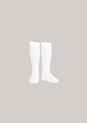 Cóndor Basic Ribbed Knee High Socks-Blanco