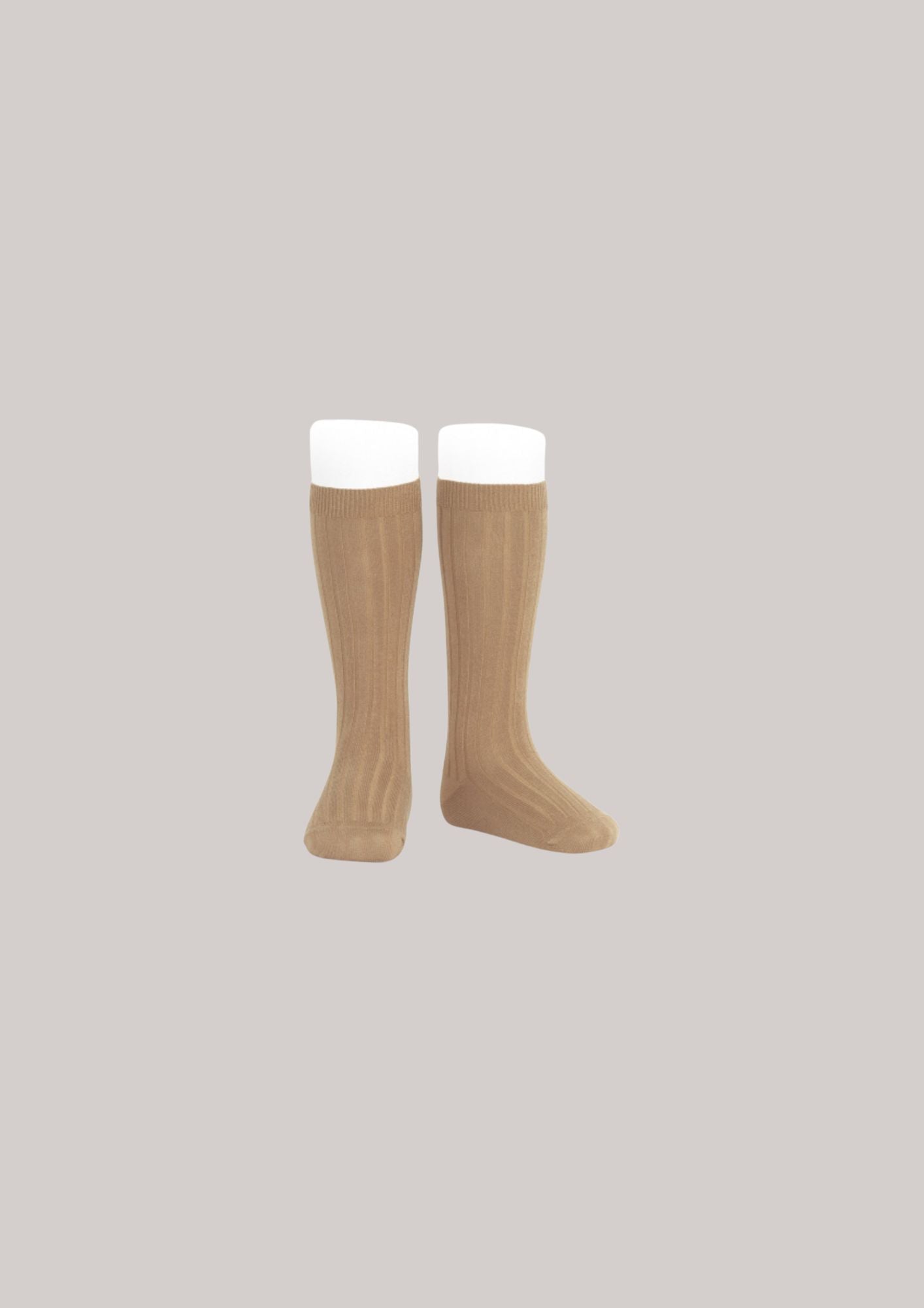 Cóndor Basic Rib Knee High Socks-Camel