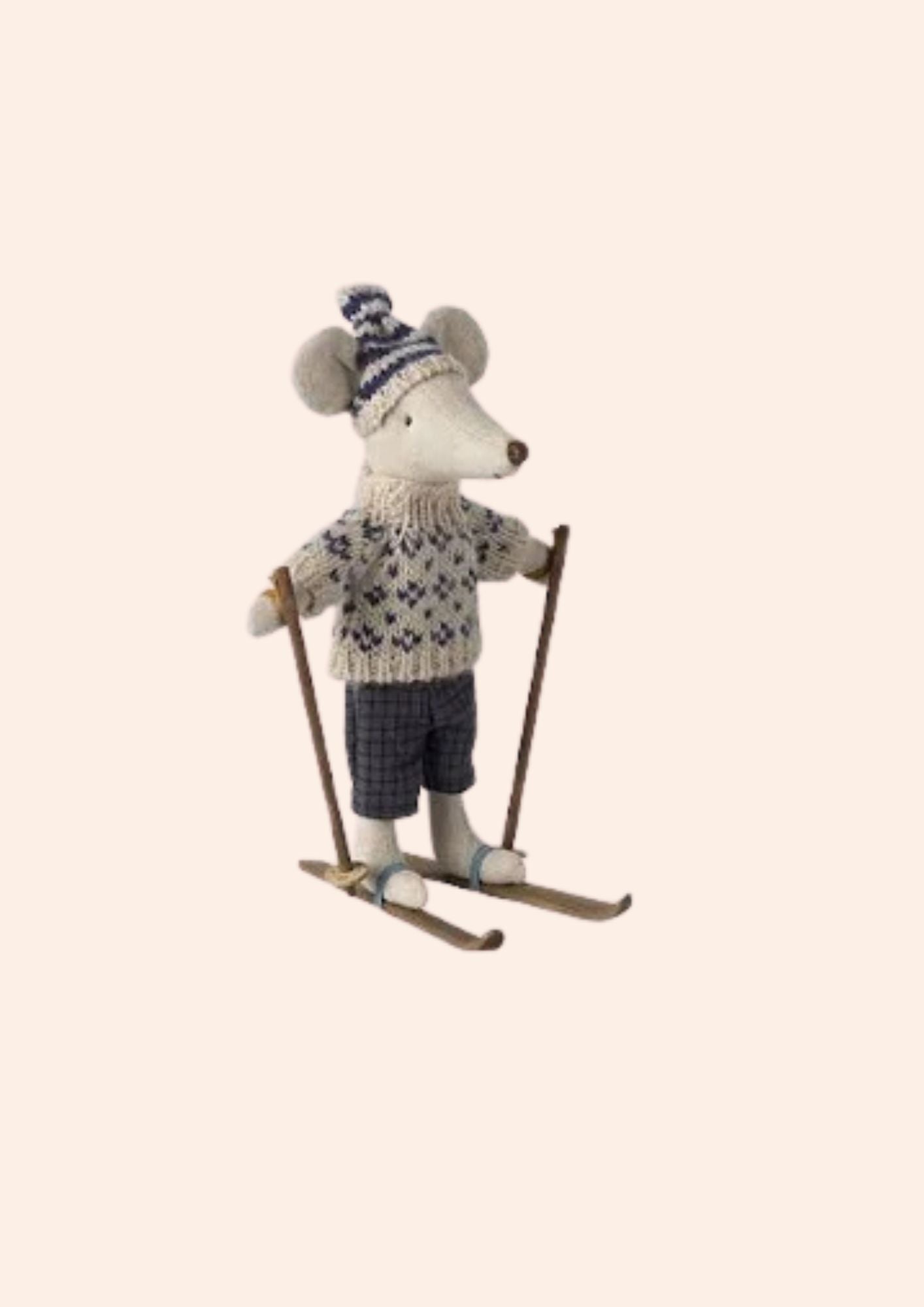 Maileg - Winter Mouse With Ski Set - Dad - Blue