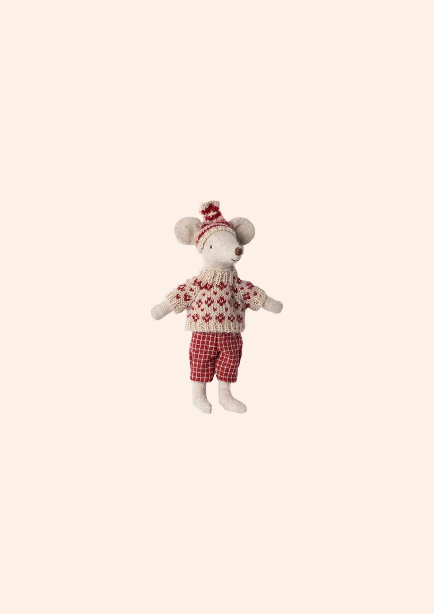 Maileg - Winter Mouse With Ski Set - Mum-Red