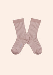 Collégien X Strawberries & Cream - Victoire Vieux Rose - Glitter Ribbed Crew Socks