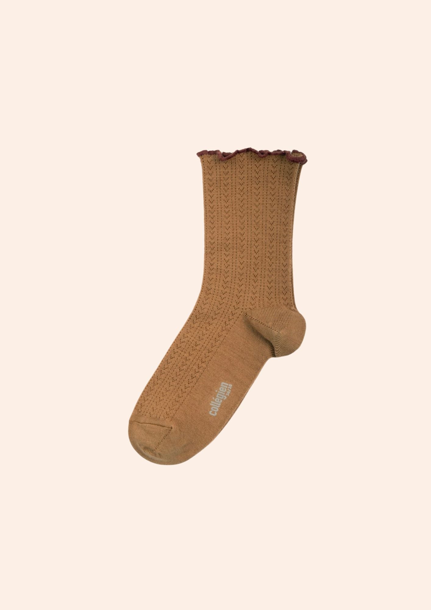 Ambre Caramel au Beurre Salé - Lettuce Trim Pointelle Merino Wool Socks