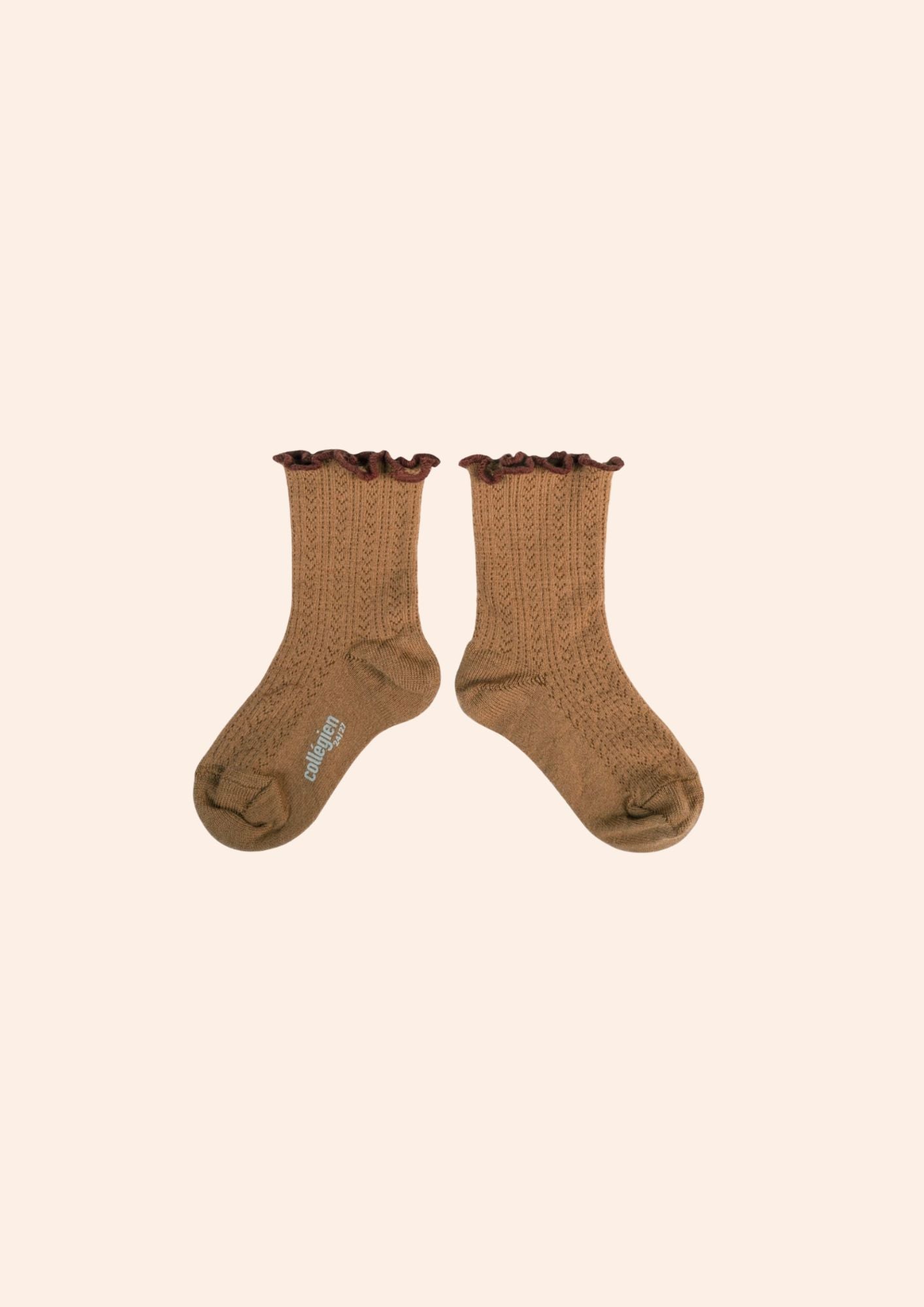 Ambre Caramel au Beurre Salé - Lettuce Trim Pointelle Merino Wool Socks