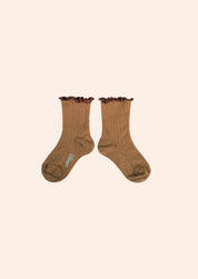 Ambre Caramel au Beurre Salé - Lettuce Trim Pointelle Merino Wool Socks