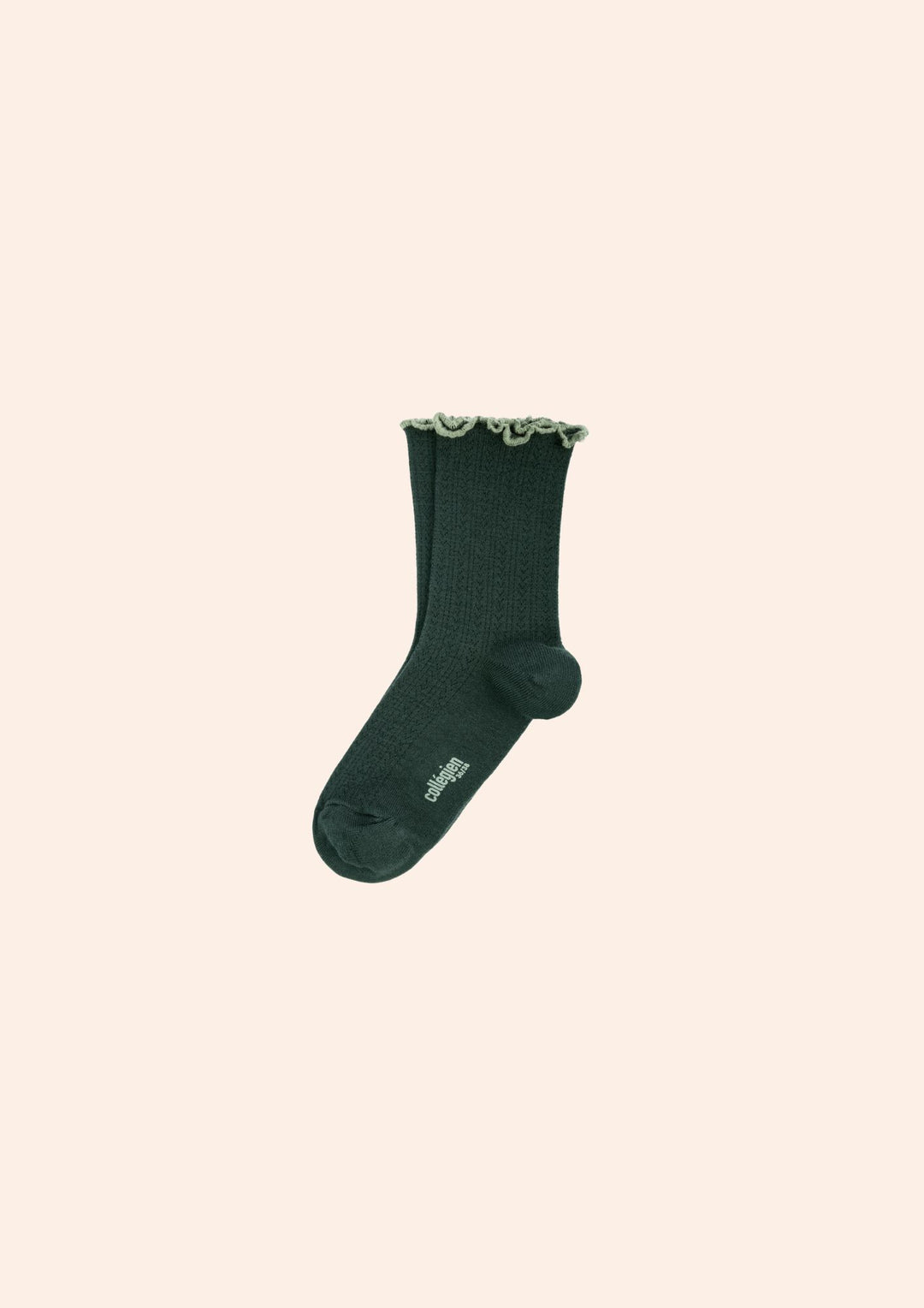 Ambre Vert Forêt - Lettuce Trim Pointelle Merino Wool Socks