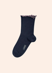 Collégien X Strawberries & Cream - Ambre  Nuit Etoilée - Lettuce Trim Pointelle Merino Wool Socks