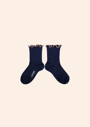 Collégien X Strawberries & Cream - Ambre  Nuit Etoilée - Lettuce Trim Pointelle Merino Wool Socks