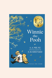 Winnie - the - Pooh - Classics 100th Anniversary - Strawberries & Cream - Ingrid Lewis - Designer
Book cover of 'Winnie-the-Pooh' with a blue background and illustrations of a child and Pooh bear.