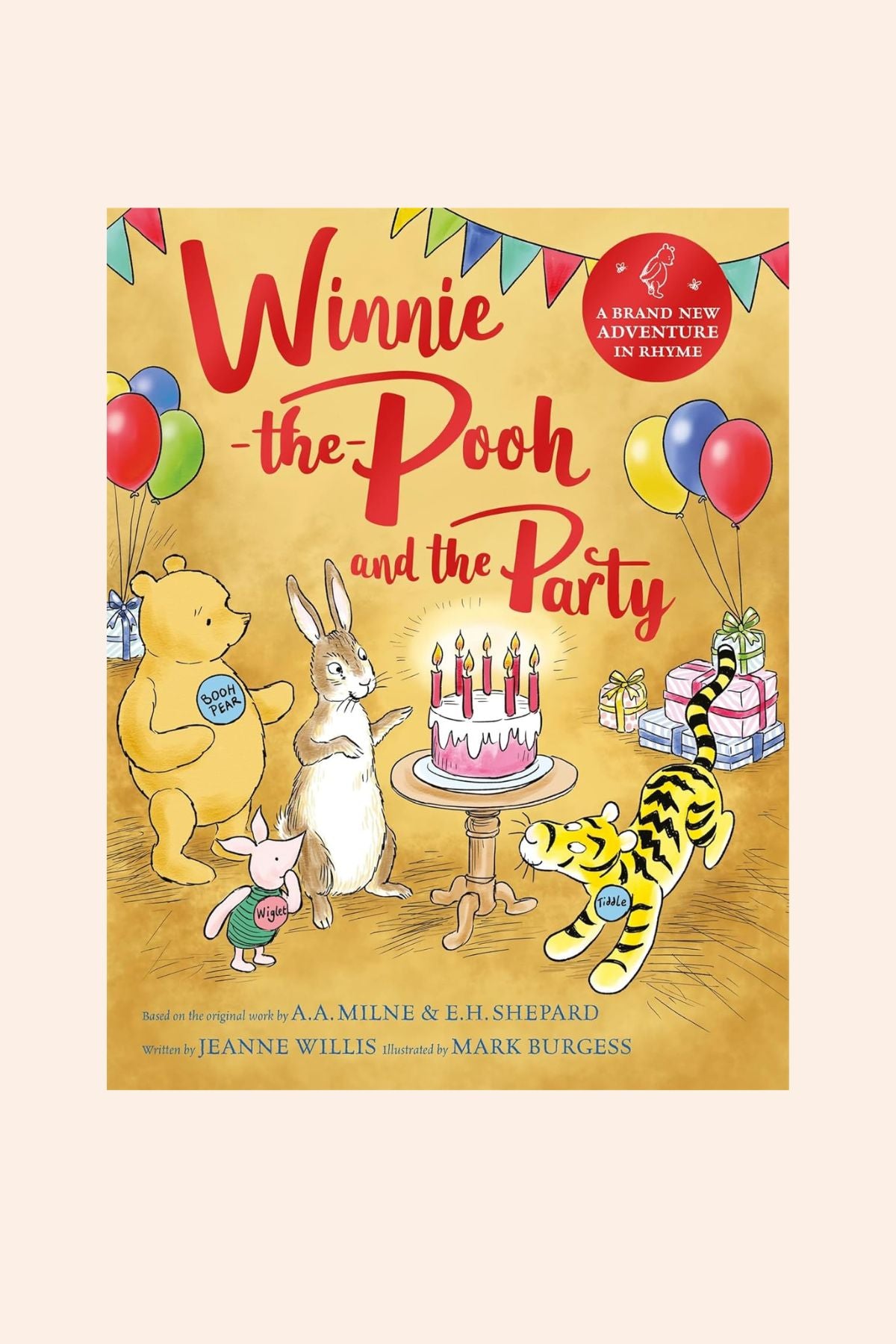 Winnie the Pooh and the Party - Strawberries & Cream - Ingrid Lewis - Designer
Book cover of 'Winnie the Pooh and the Party' with characters celebrating a birthday.
