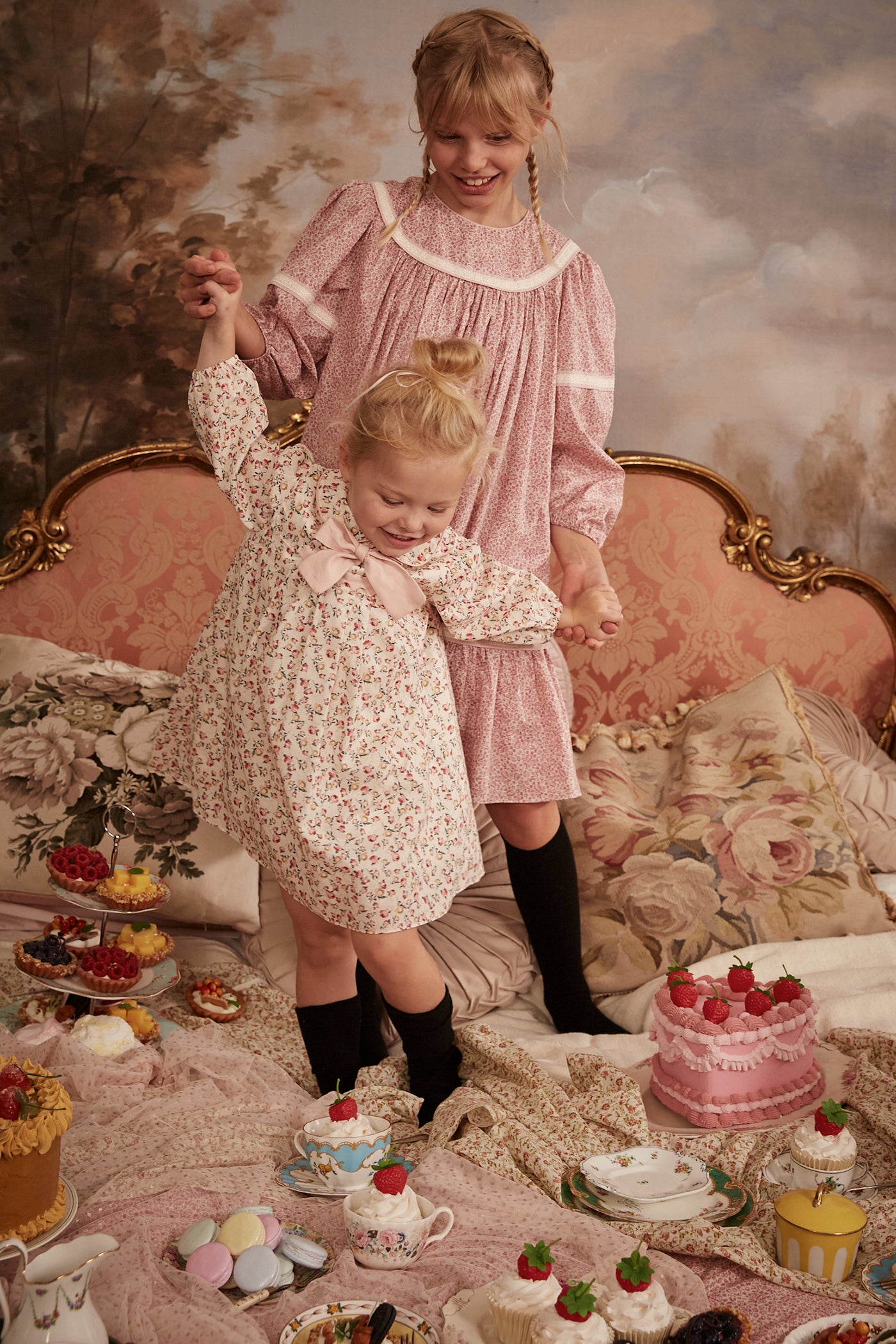 ZigZag Dress In Cream Rosebuds Liberty Print - Designed by Ingrid Lewis - Strawberries & Cream