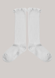 Collégien X Strawberries & Cream - Joséphine Blanc Neige - Knee Socks with Lace