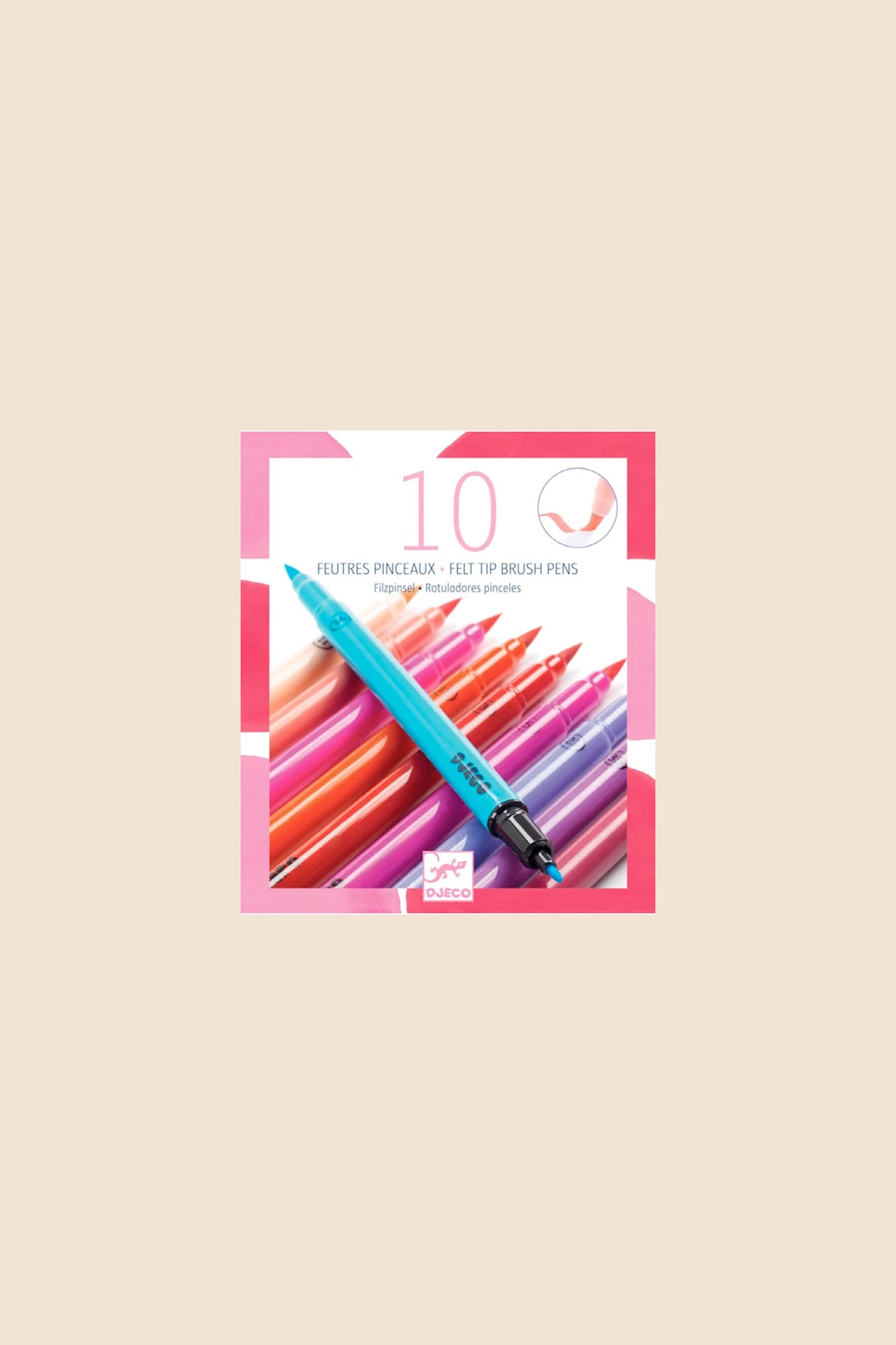 10 Felt Tip Brush Pens in Pink