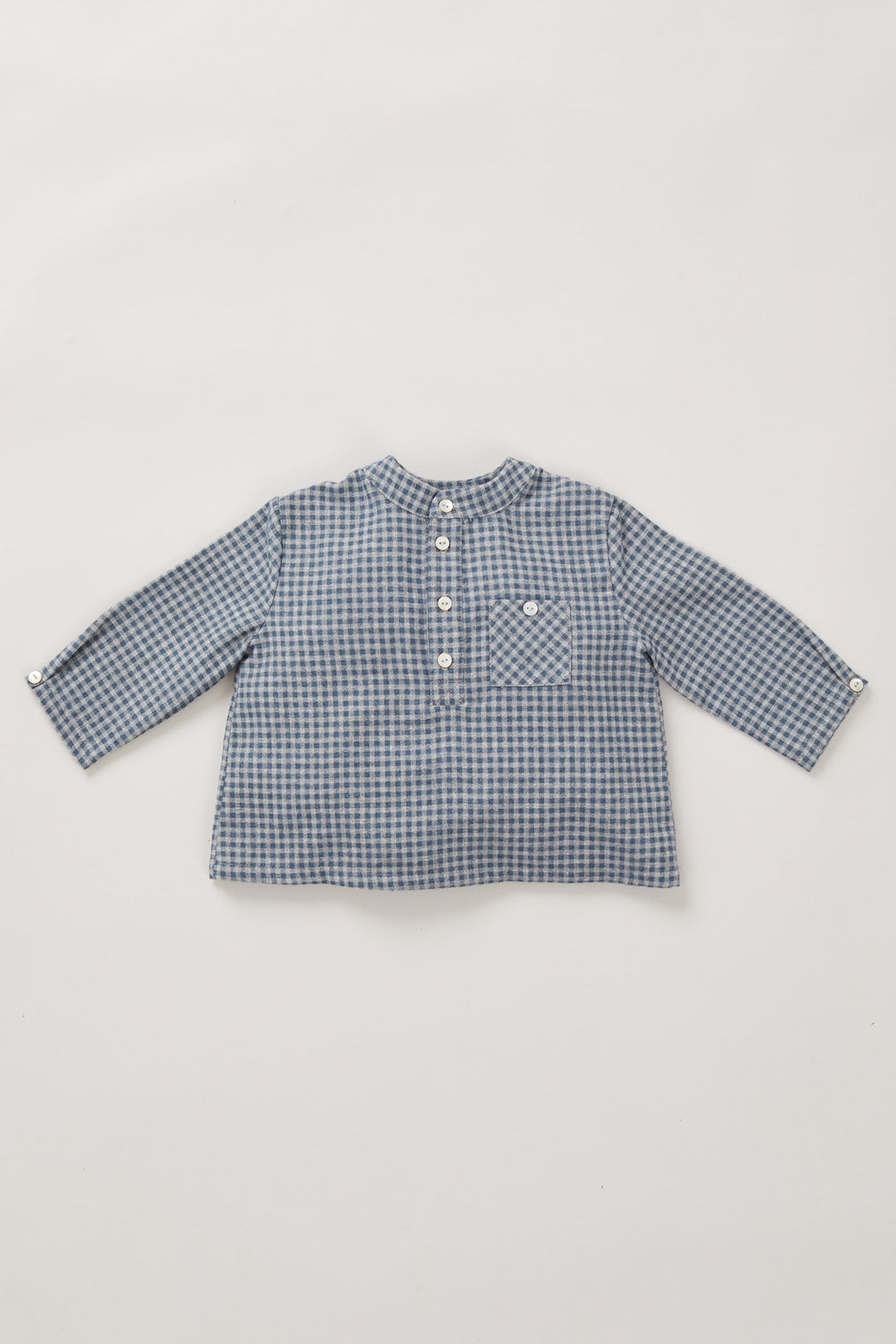 Grey Blue Check Baby Apple Shirt