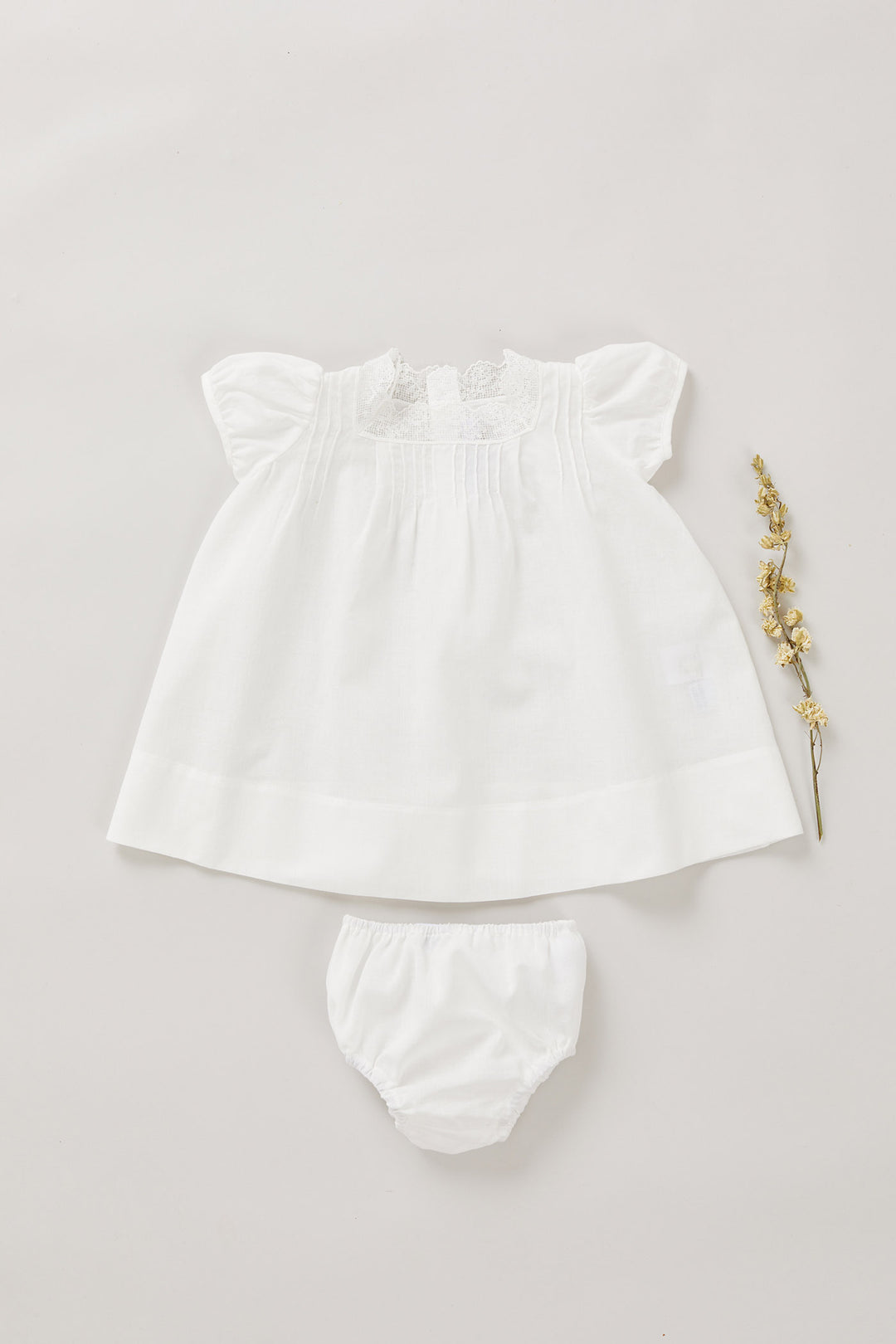 Baby Lullaby Dress In White Jacquard