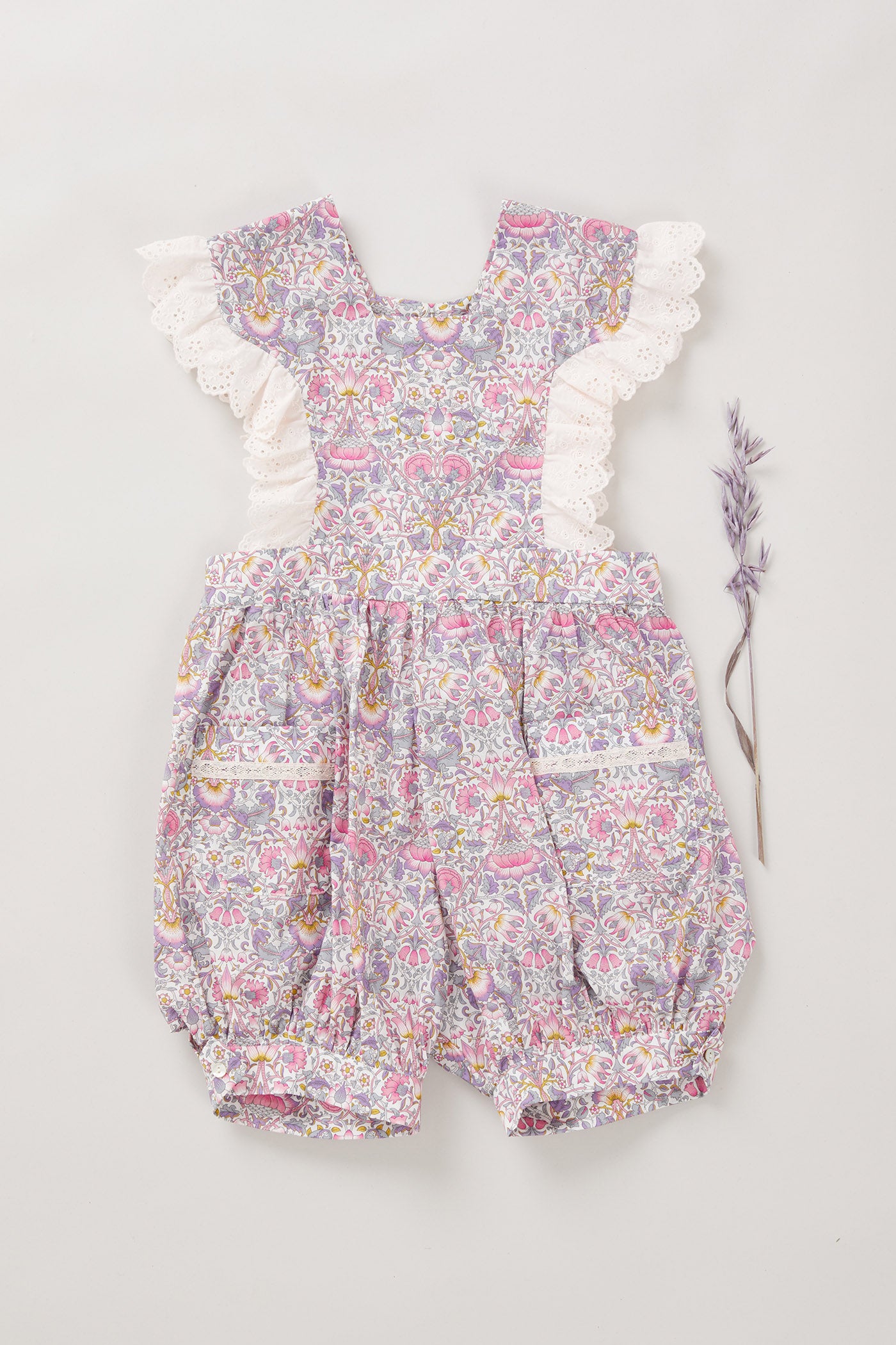 Muffin Romper in Purple Bluebell Liberty Print