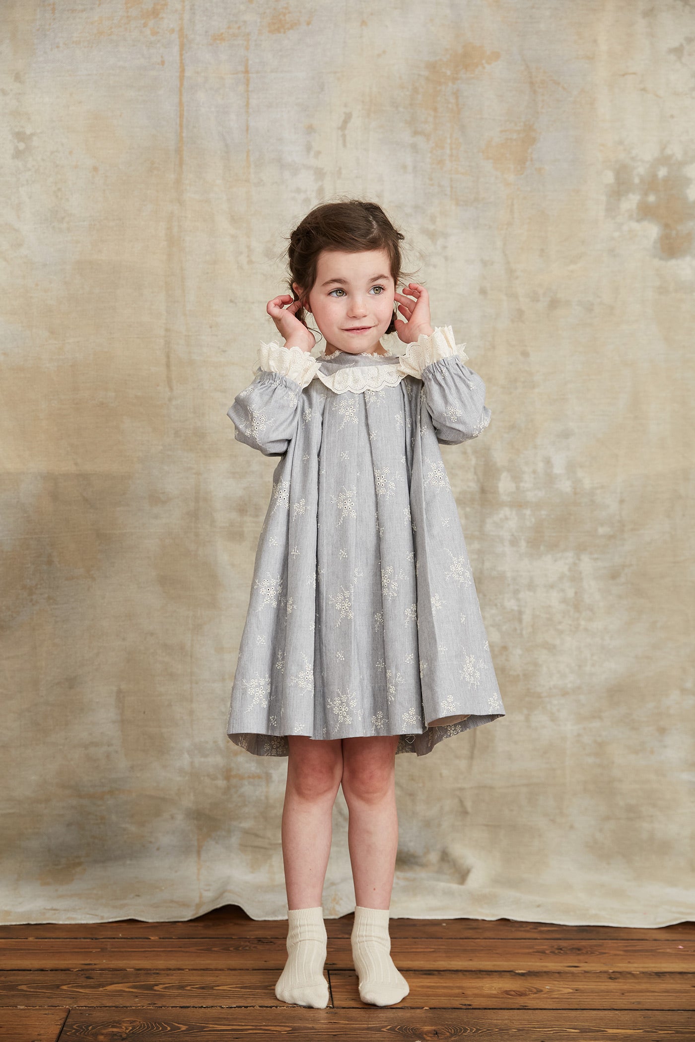 Brioche Dress Embroidery Blue
