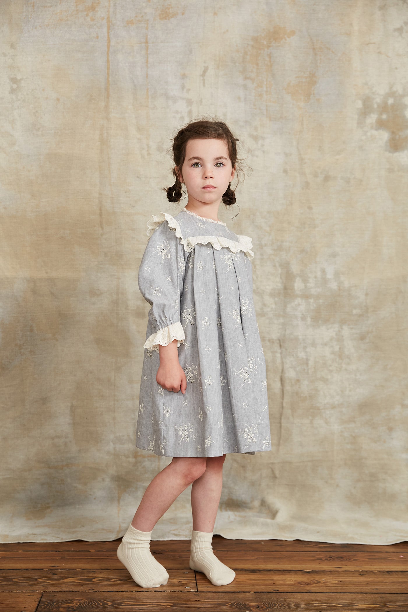 Brioche Dress Embroidery Blue