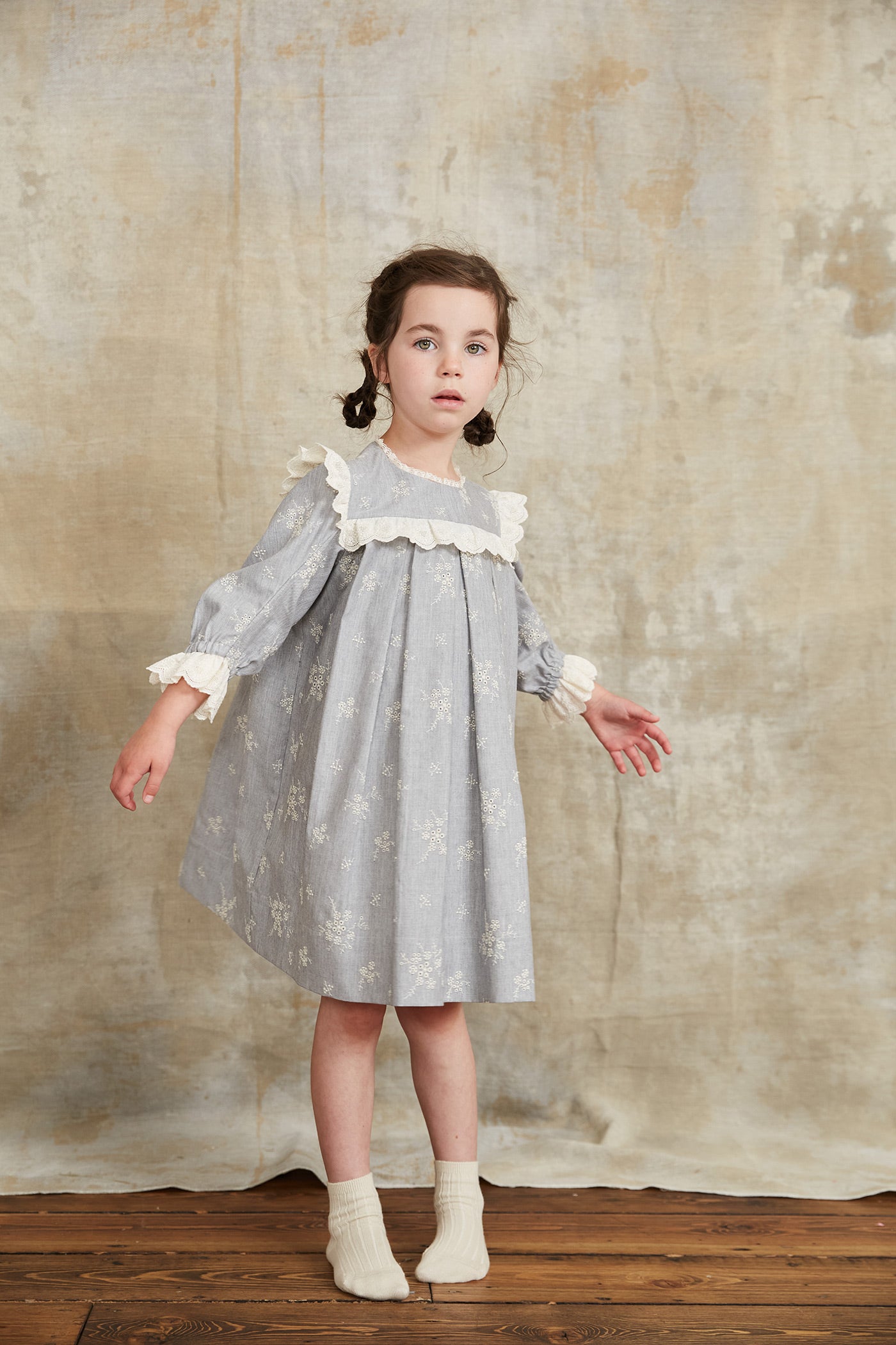 Brioche Dress Embroidery Blue