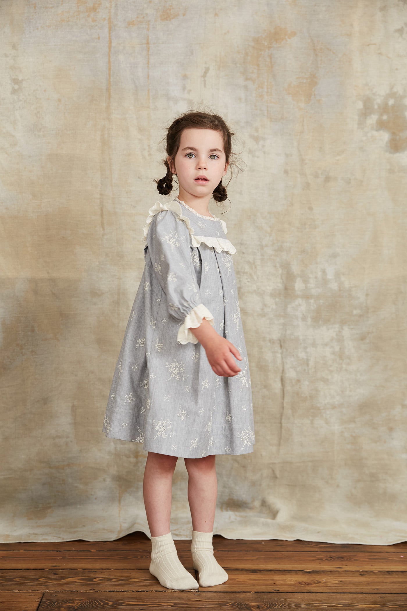 Brioche Dress Embroidery Blue