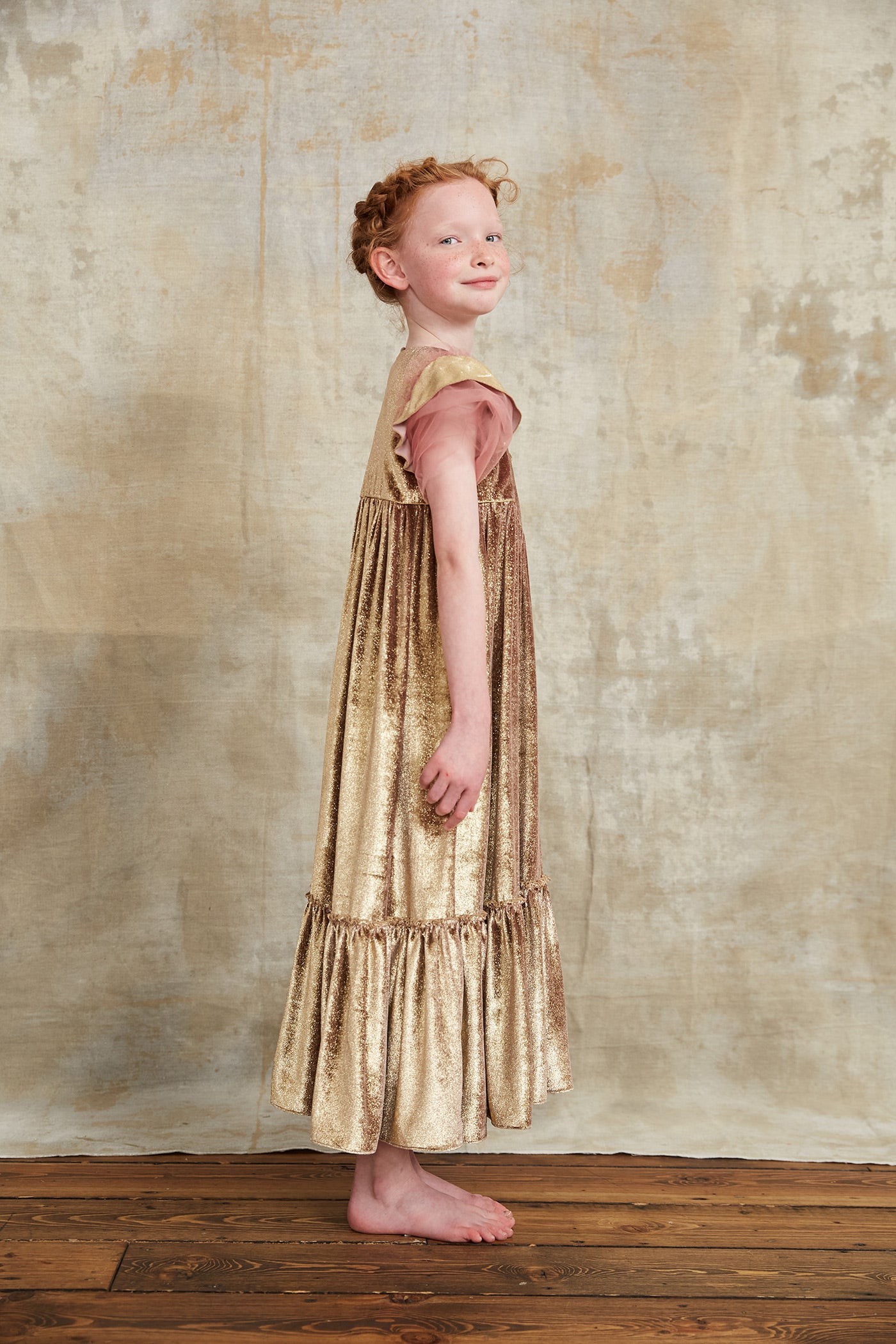 Cream Dress Gold Velvet - Occasional Party- Designed by Ingrid Lewis - Strawberries & Cream