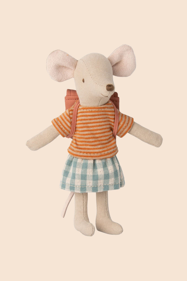 Maileg Tricycle Mouse, Big Sister With Bag- Old Rose