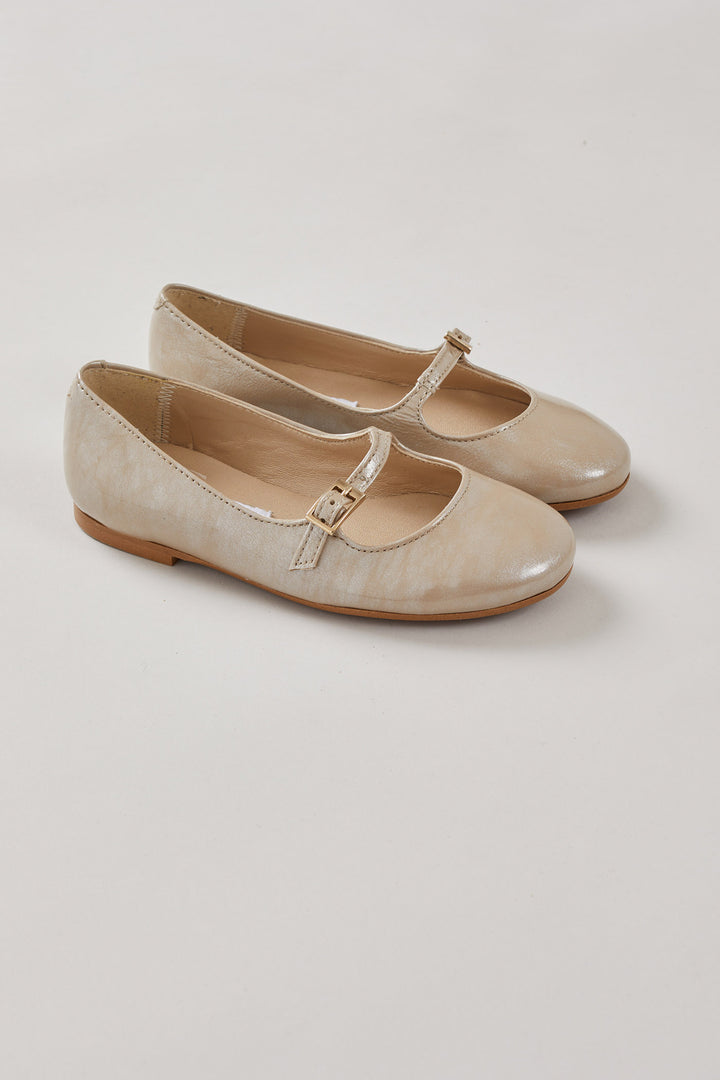 Patent Leather Mary Jane In Beige
