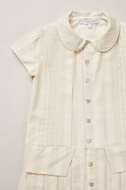 Pretzel Dress in Pale Cream and Grey Stripe