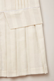 Pretzel Dress in Pale Cream and Grey Stripe