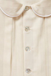 Pretzel Dress in Pale Cream and Grey Stripe