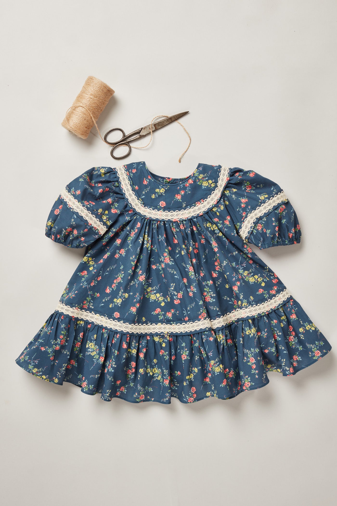Baby Plumcake Dress in Blue Rose Garden
