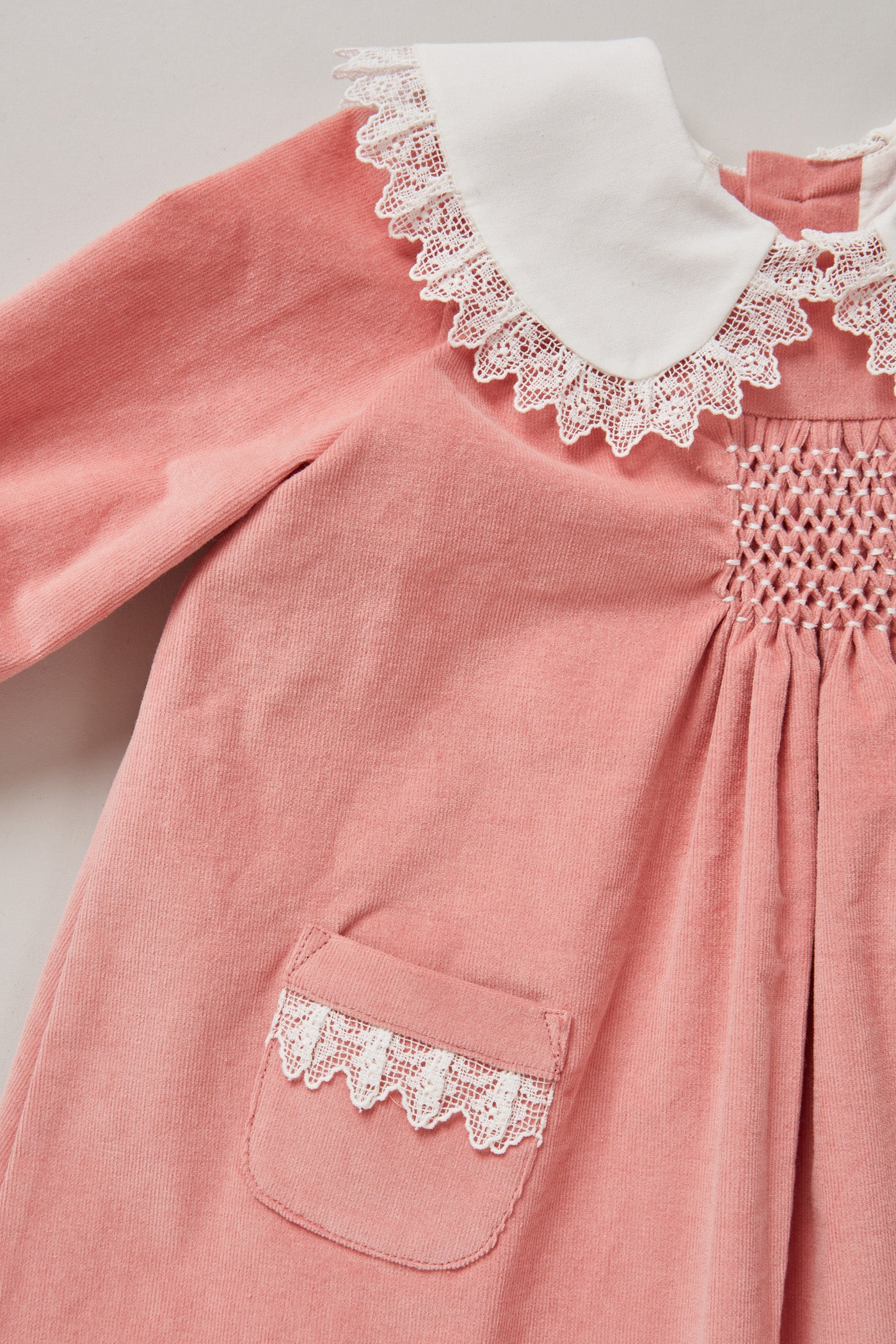 Baby Popcorn Dress in Pink Babycord