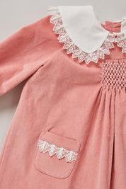 Baby Popcorn Dress in Pink Babycord