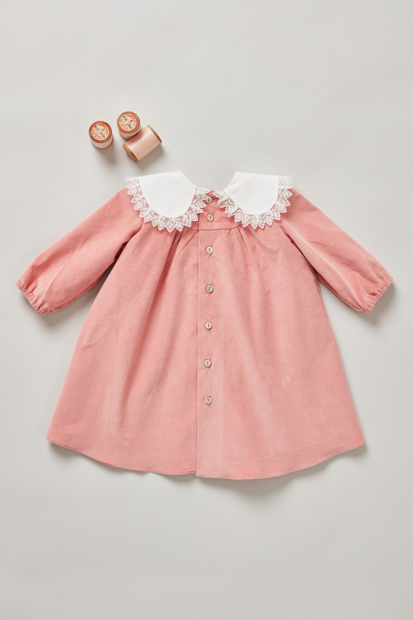 Baby Popcorn Dress in Pink Babycord