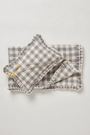 Linen Duvet Cover Set in Grey Checks for Cot