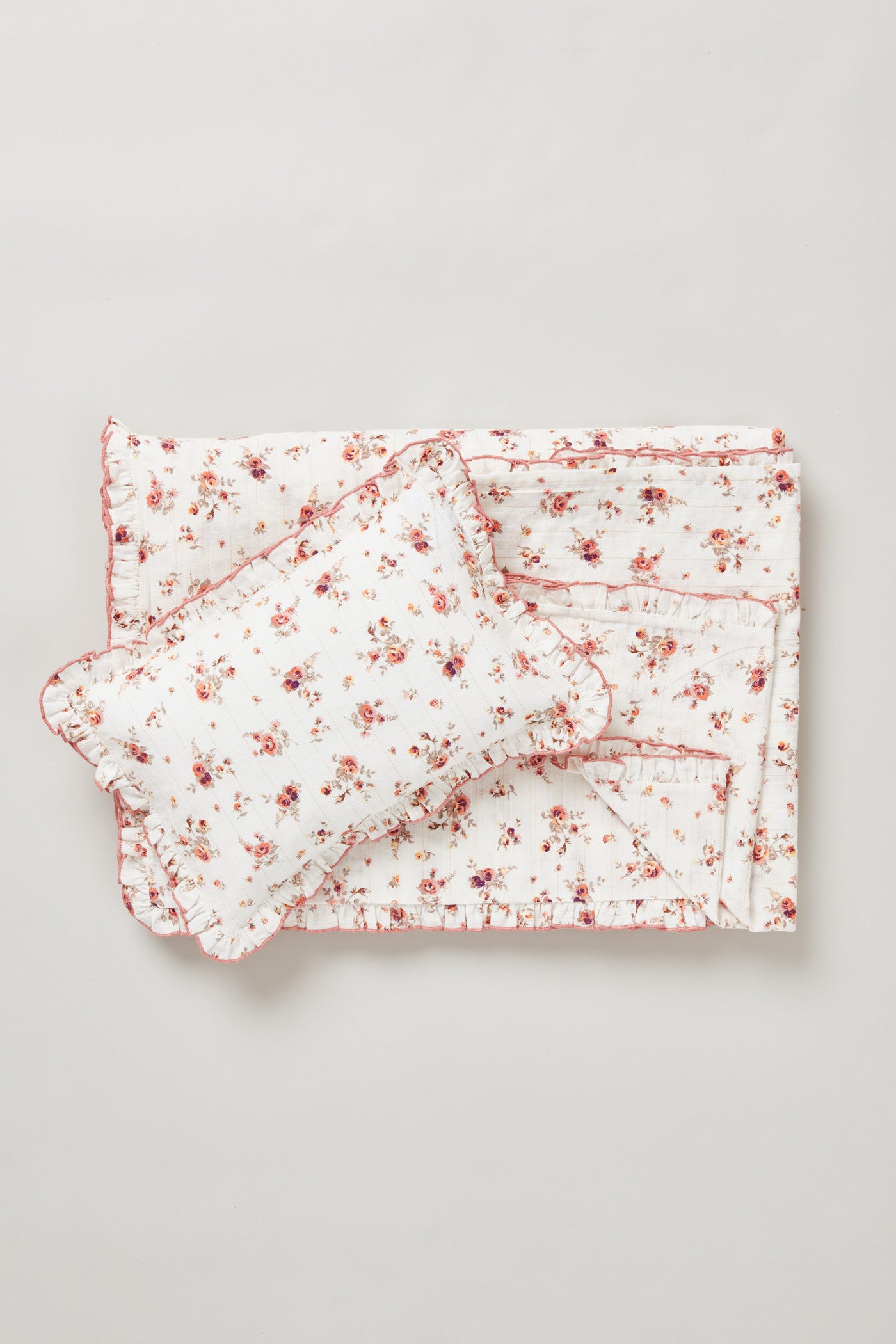 White Roses Linen Duvet Set for Cot 
