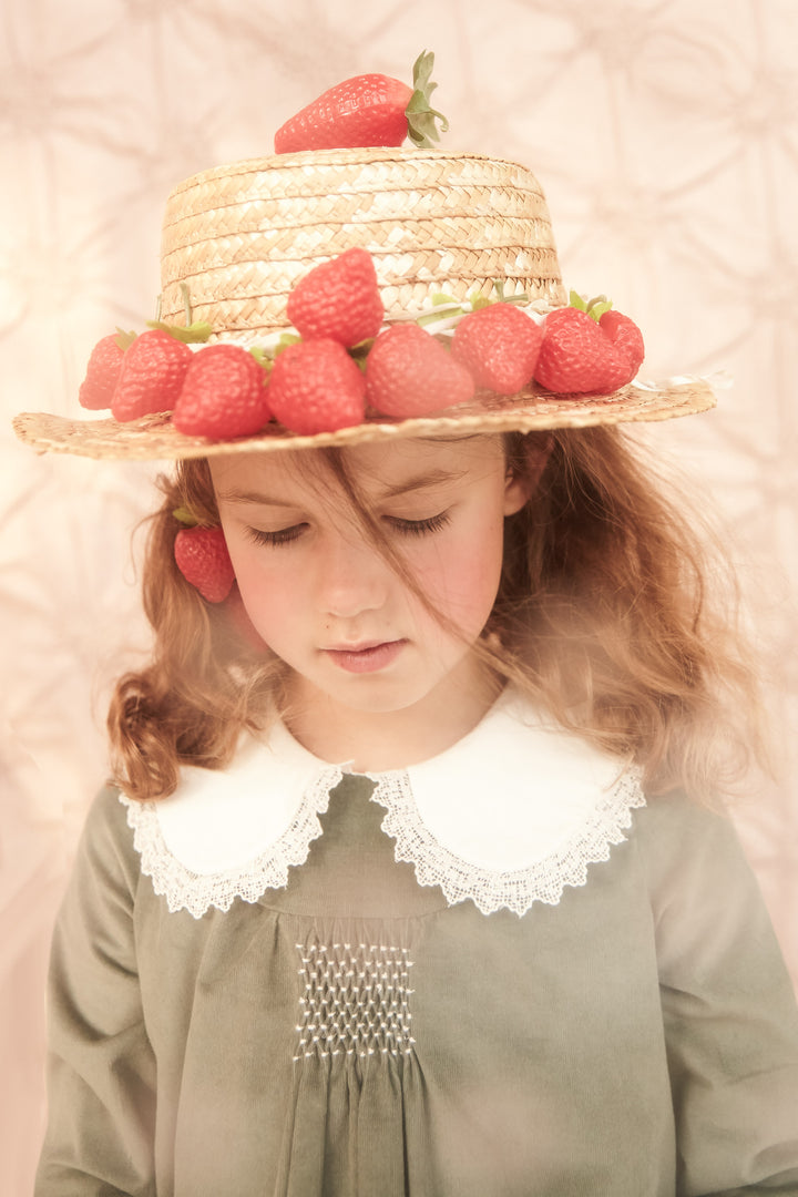 Baby Corduroy Popcorn Dress Green - Strawberries & Cream