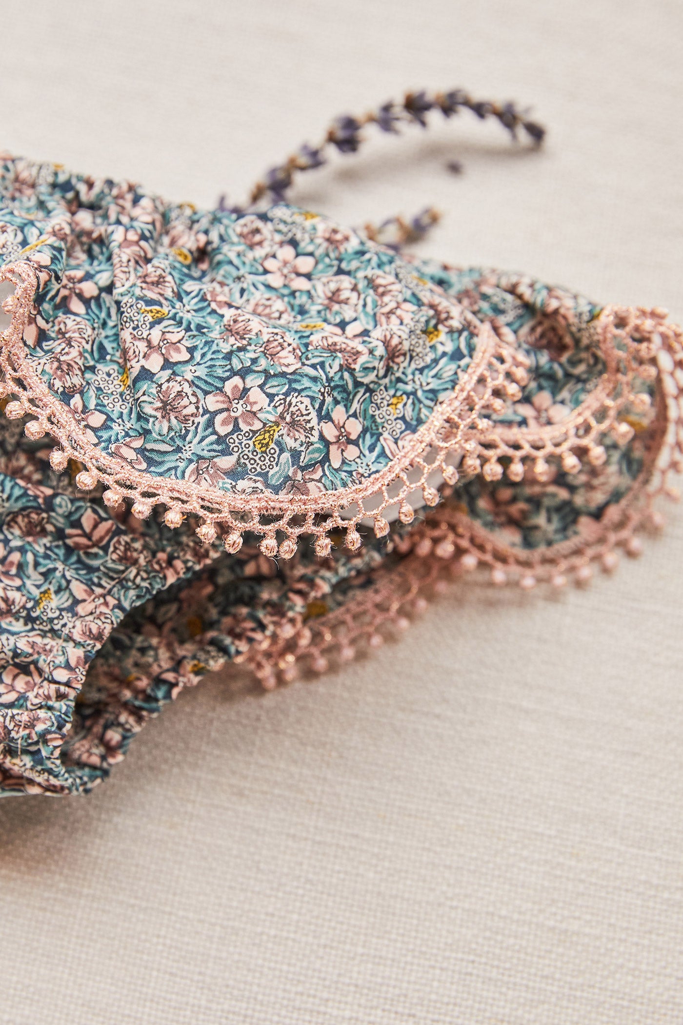 Circus in navy and pink flowers Liberty fabric - Swimwear Bottoms